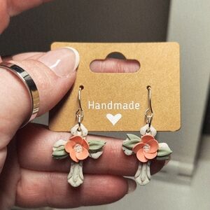 Handmade Floral Cross Earrings